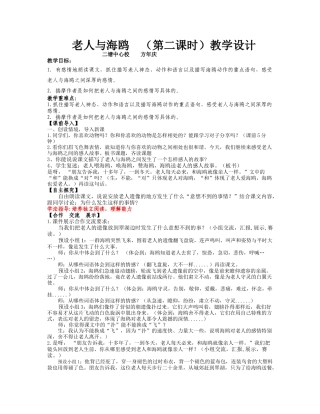 方年庆高效课堂《老人与海鸥》第二课时导学案模板2师