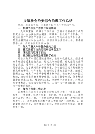 乡镇社会治安综合治理工作总结 (2)