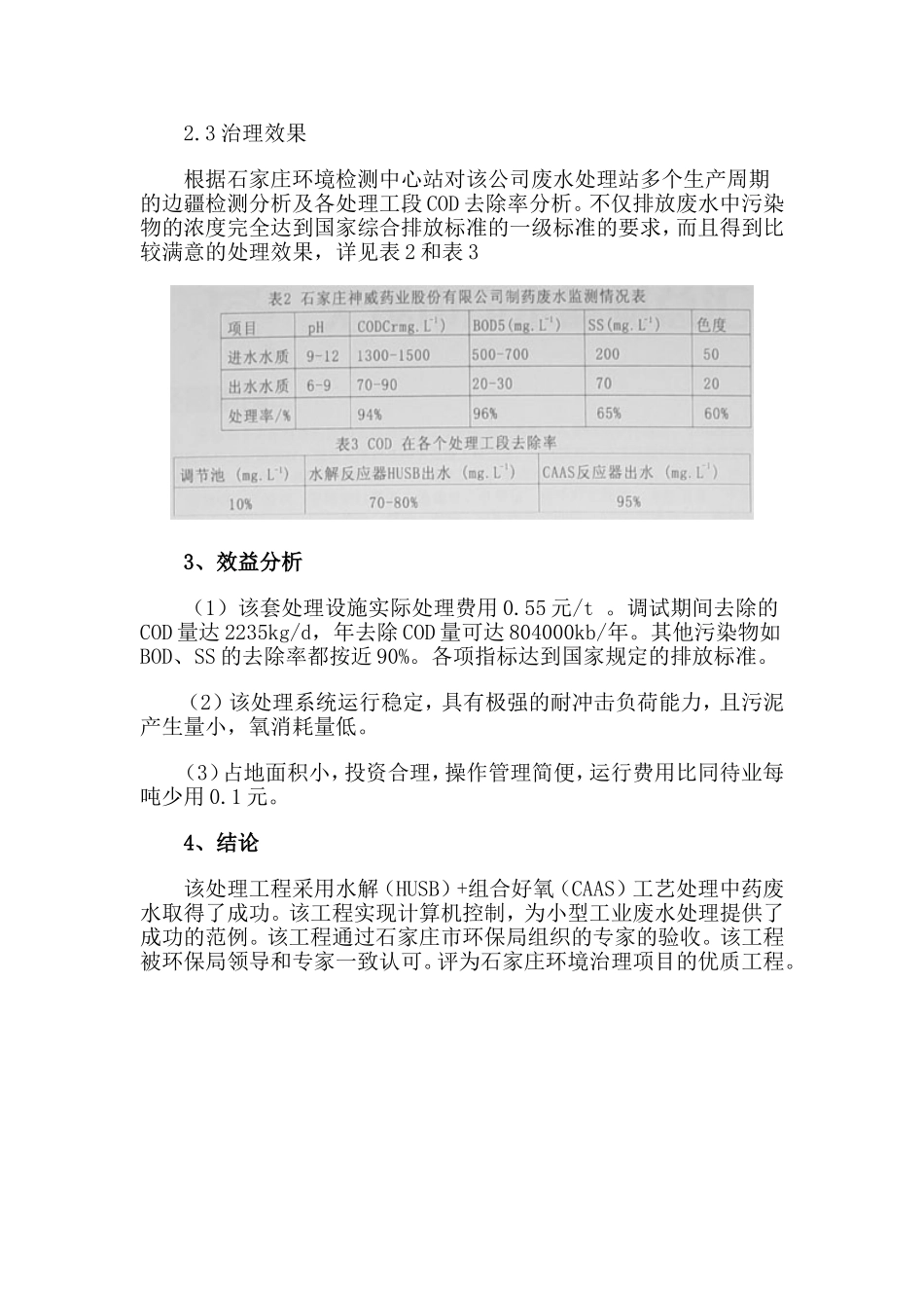 用HUSB-CAAS工艺处理制药废水_第3页