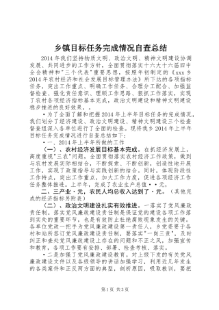 乡镇目标任务完成情况自查总结 (3)