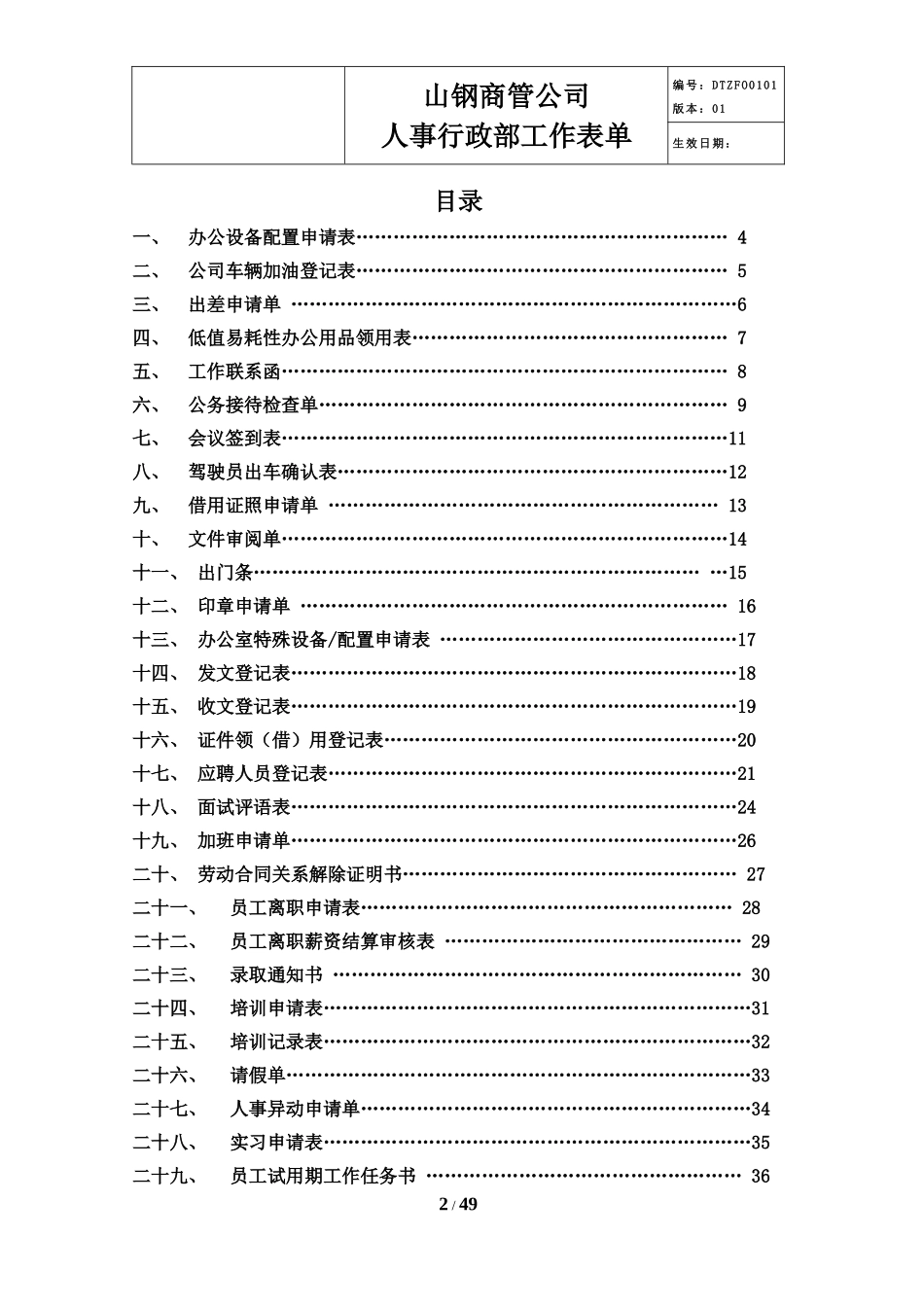 人事行政部工作表单(DOC51页)_第2页