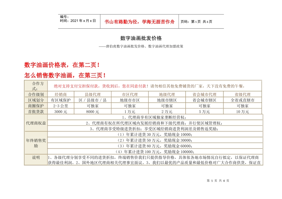 数字油画批发价格表_第1页