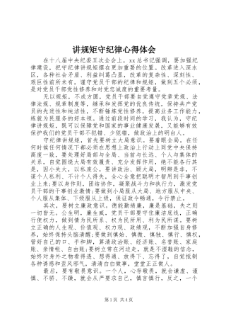 讲规矩守纪律心得体会 