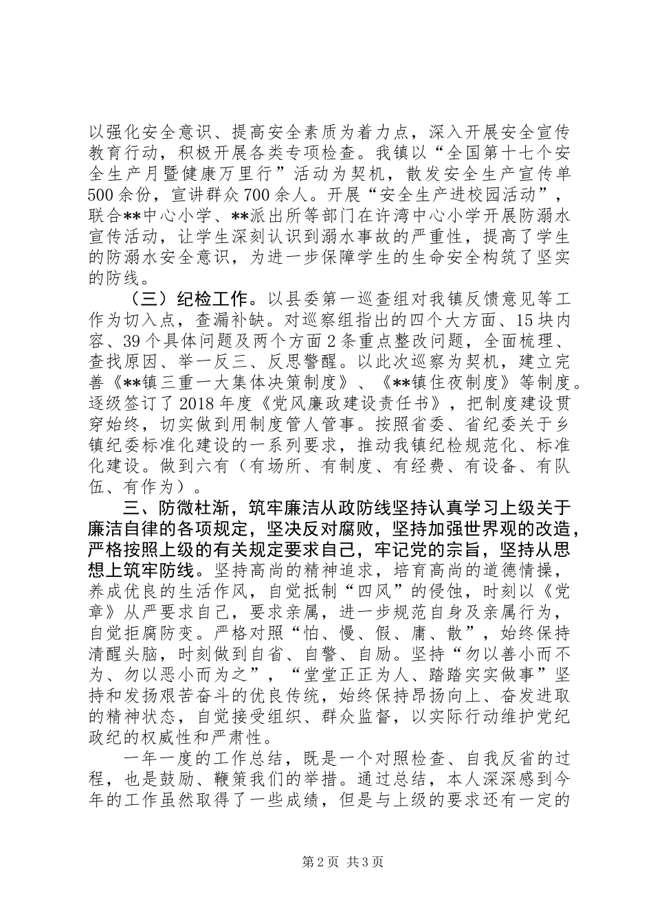 乡镇班子成员个人工作总结_第2页