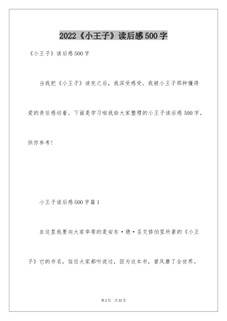 2024《小王子》读后感500字