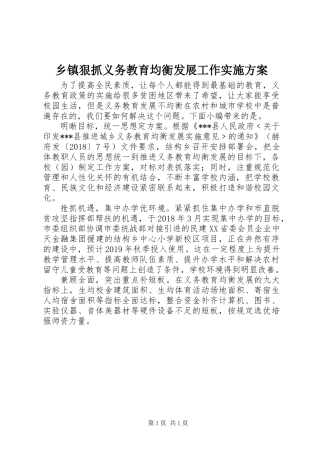 乡镇狠抓义务教育均衡发展工作实施方案
