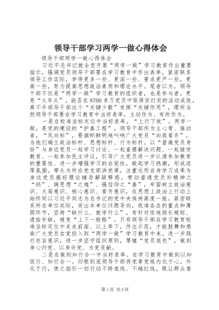 领导干部学习两学一做心得体会 