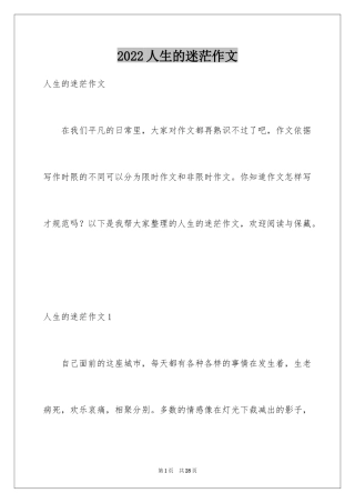 2024人生的迷茫作文