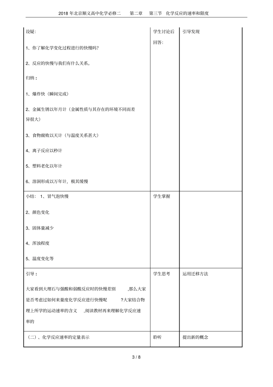 2018年北京顺义高中化学必修二化学反应的速率和限度_第3页