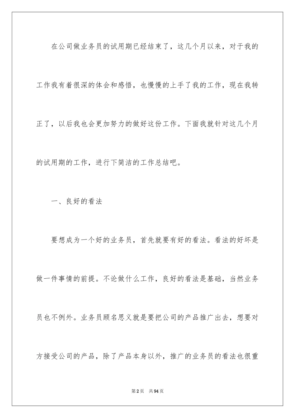 2024业务员试用期工作总结_第2页
