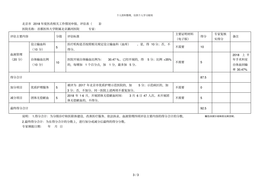 2018年医改相关工作情况申报、评价表_第3页