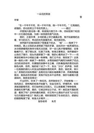 我班学生文章《一朵花的笑容》