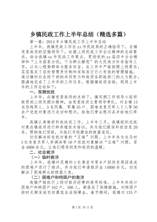 乡镇民政工作上半年总结(精选多篇)