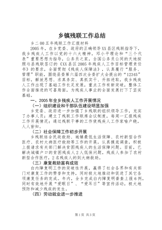 乡镇残联工作总结