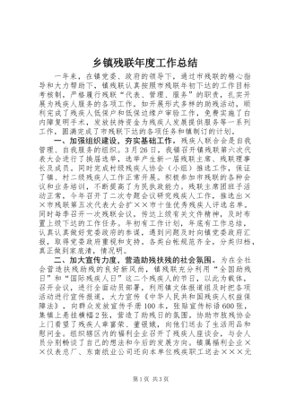 乡镇残联年度工作总结 (2)