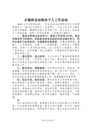 乡镇林业站林改个人工作总结