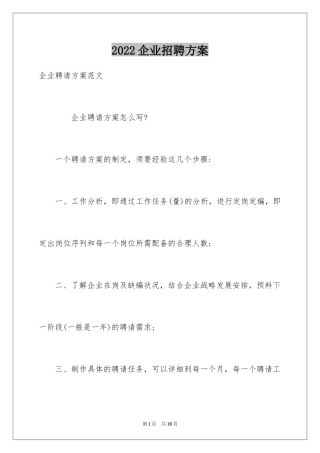 2024企业招聘方案