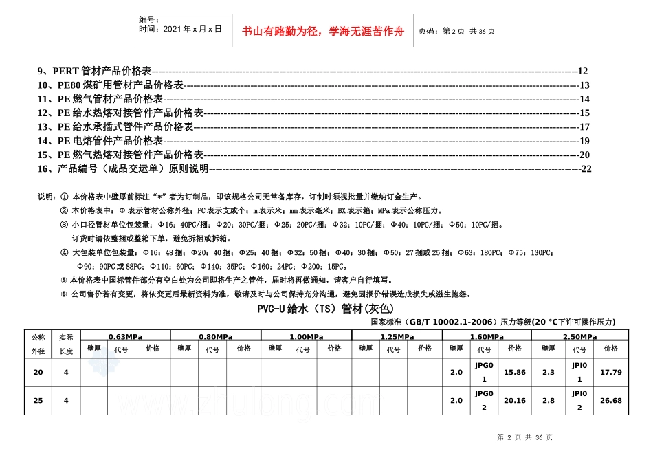 排水管件产品价格表_第2页
