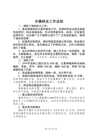 乡镇林业工作总结