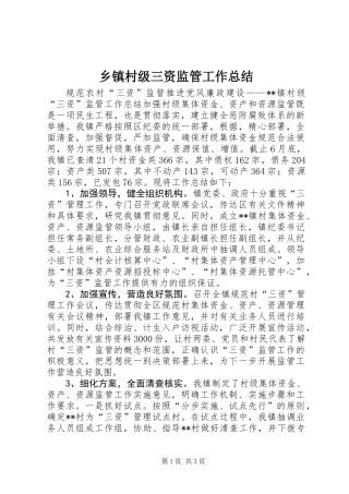 乡镇村级三资监管工作总结