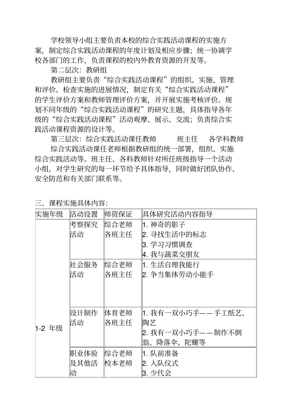 2018年学校综合实践活动课程实施方案_第3页