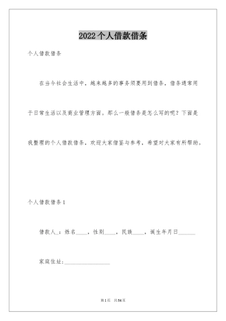 2024个人借款借条_2