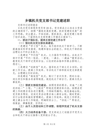 乡镇机关党支部书记党建述职