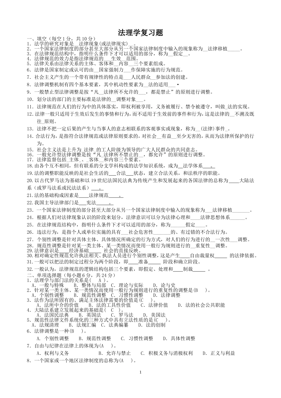 法理学复习资料_第1页