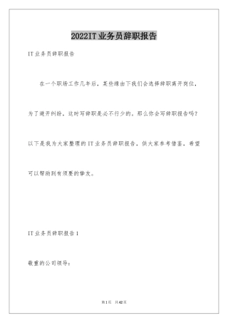 2024IT业务员辞职报告_1
