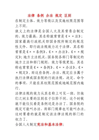 法律 条例 办法 规定 区别