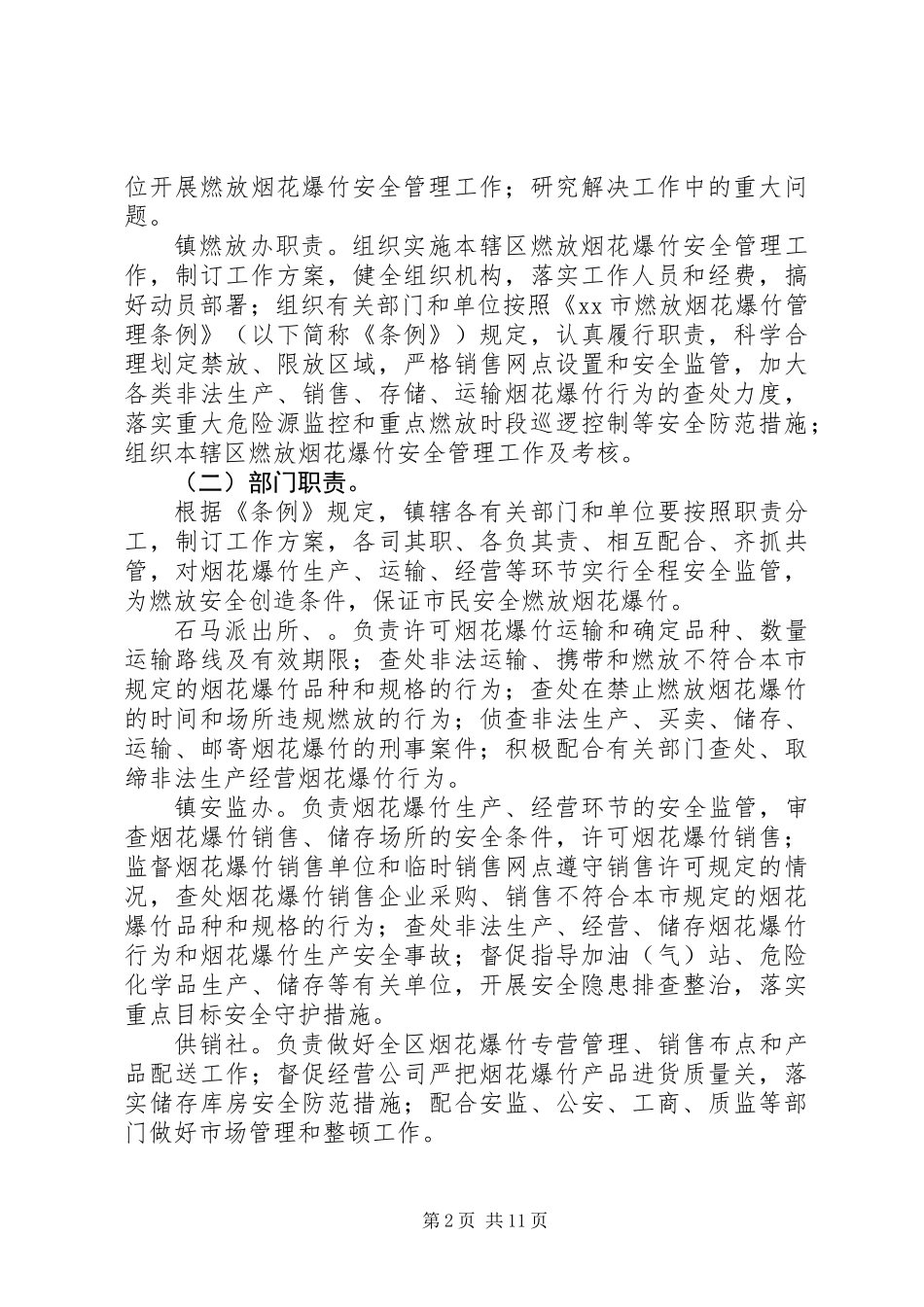 乡镇春节期间燃放烟花爆竹安全管理工作方案 (2)_第2页