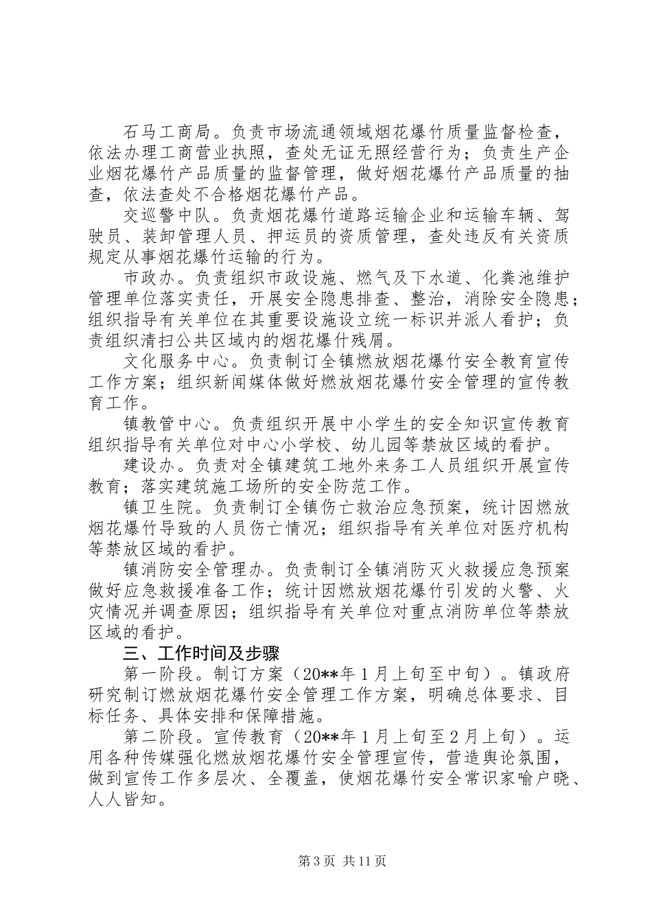 乡镇春节期间燃放烟花爆竹安全管理工作方案 (2)_第3页