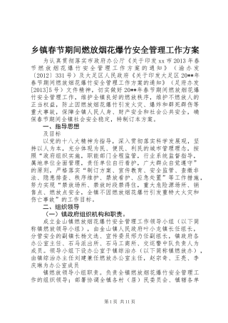 乡镇春节期间燃放烟花爆竹安全管理工作方案 (2)