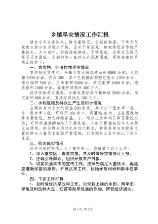 乡镇旱灾情况工作汇报