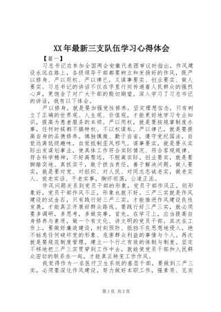 XX年最新三支队伍学习心得体会 