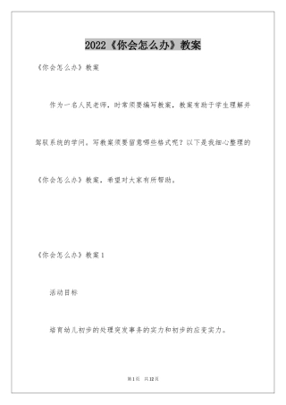 2024《你会怎么办》教案