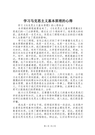 学习马克思主义基本原理的心得 