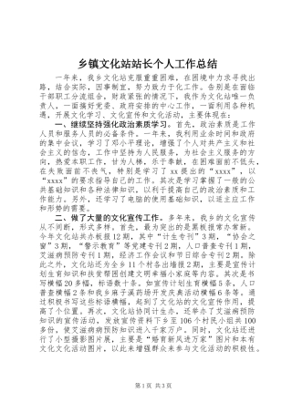 乡镇文化站站长个人工作总结