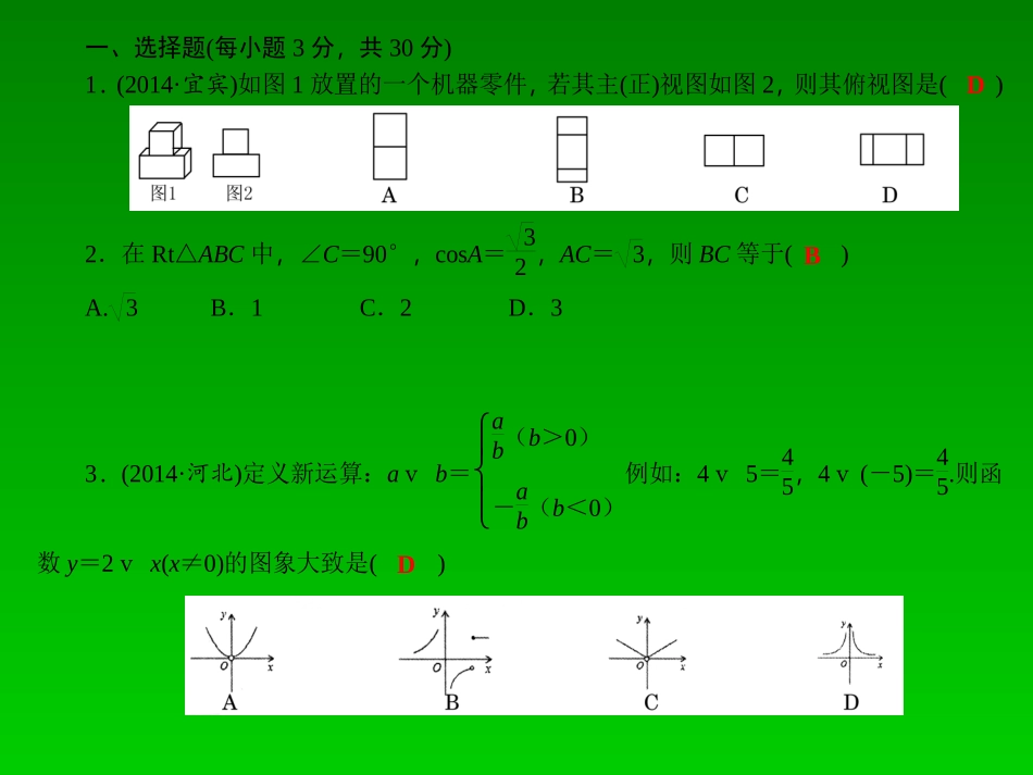 【四清导航】2015春九年级数学下册期末检测课件（新版）新人教版_第2页