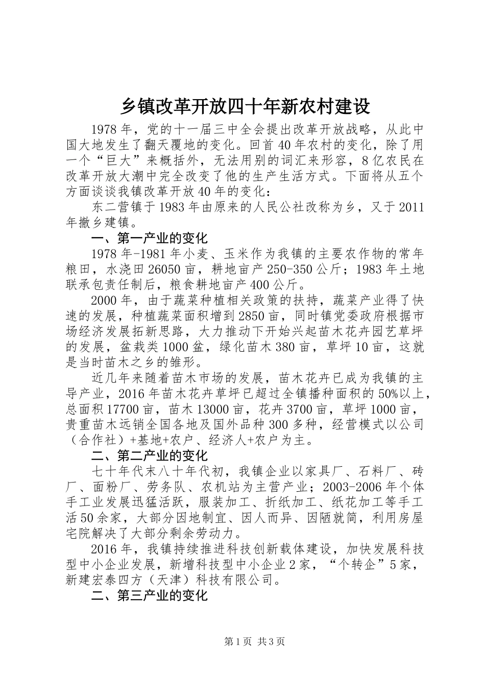 乡镇改革开放四十年新农村建设_第1页