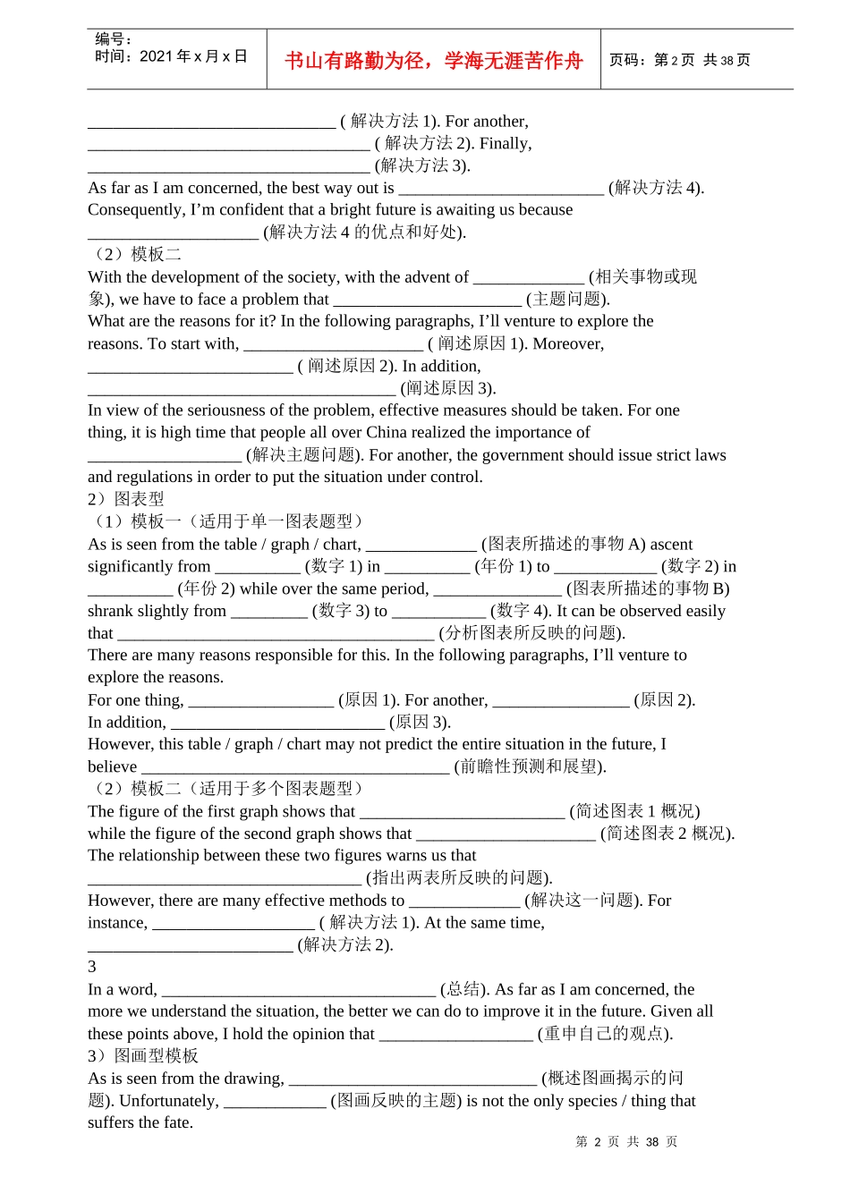 四六级英语作文模板汇编_第2页