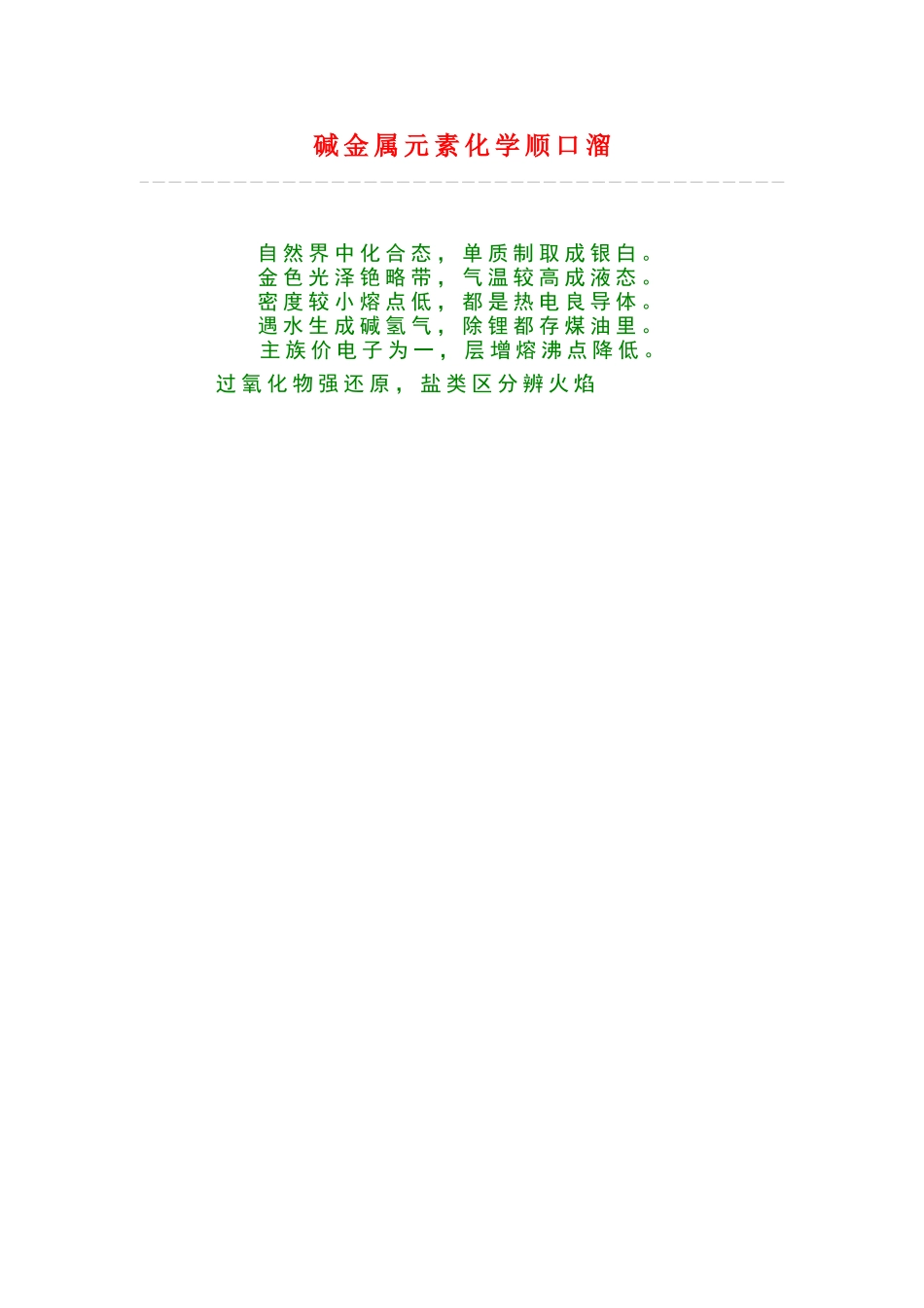 碱金属元素化学顺口溜_第1页
