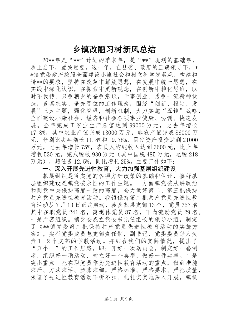 乡镇改陋习树新风总结_第1页