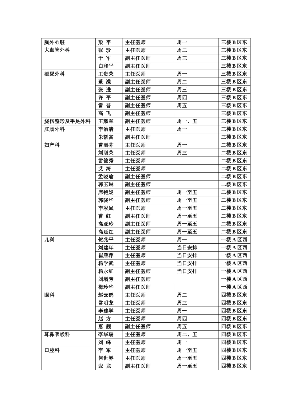 榆林第二医院各科室专家上门诊时间安排_第3页