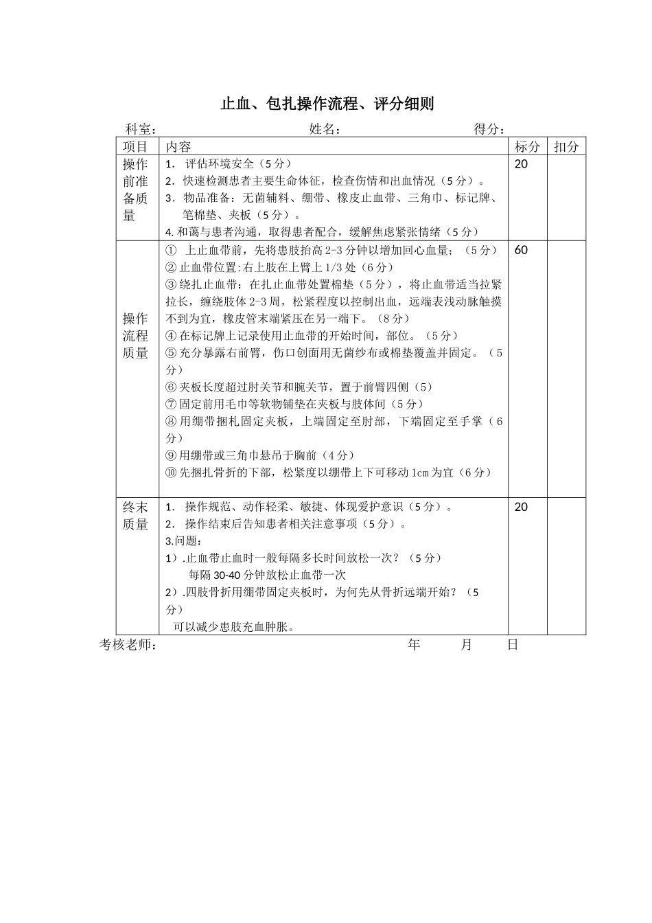 止血包扎流程、评分标准_第2页