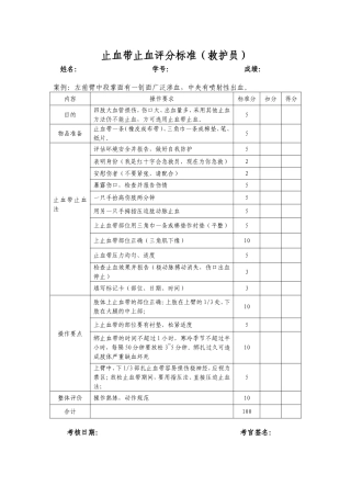 止血带操作评分表