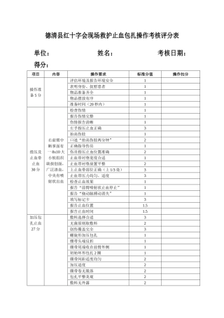 止血、包扎操作考核评分表