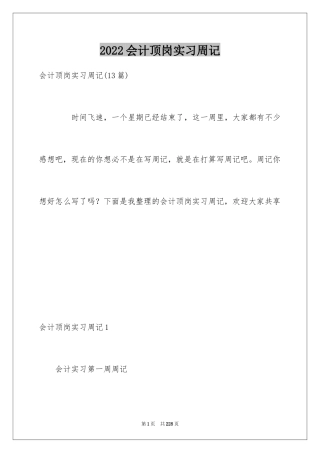 2024会计顶岗实习周记