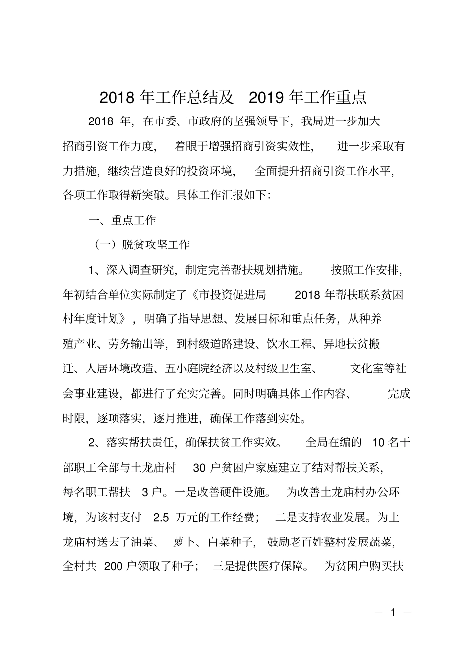 2018年工作总结及2019年工作重点_第1页