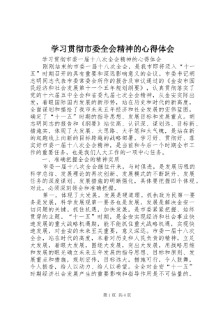 学习贯彻市委全会精神的心得体会 
